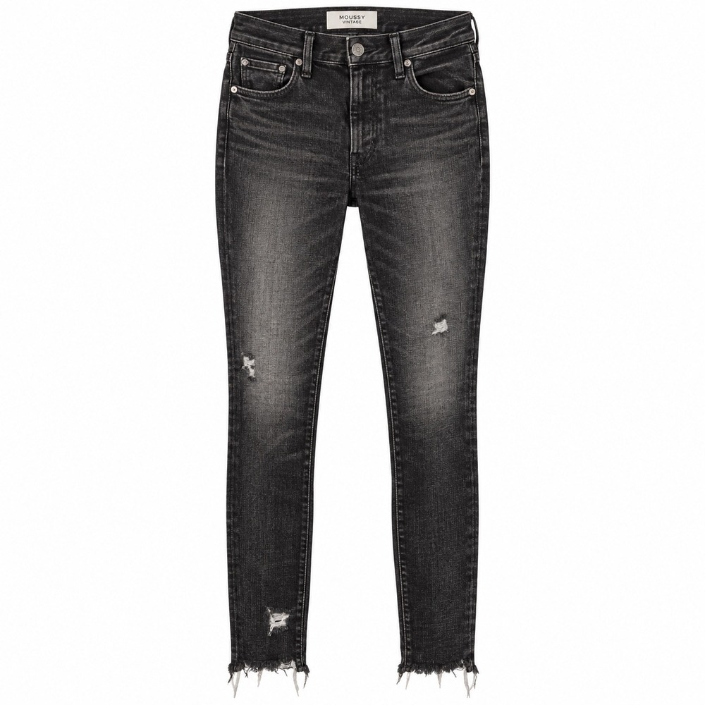 Moussy Vintage Diana Black Distressed Skinny Jeans Japanese Denim Size 25
